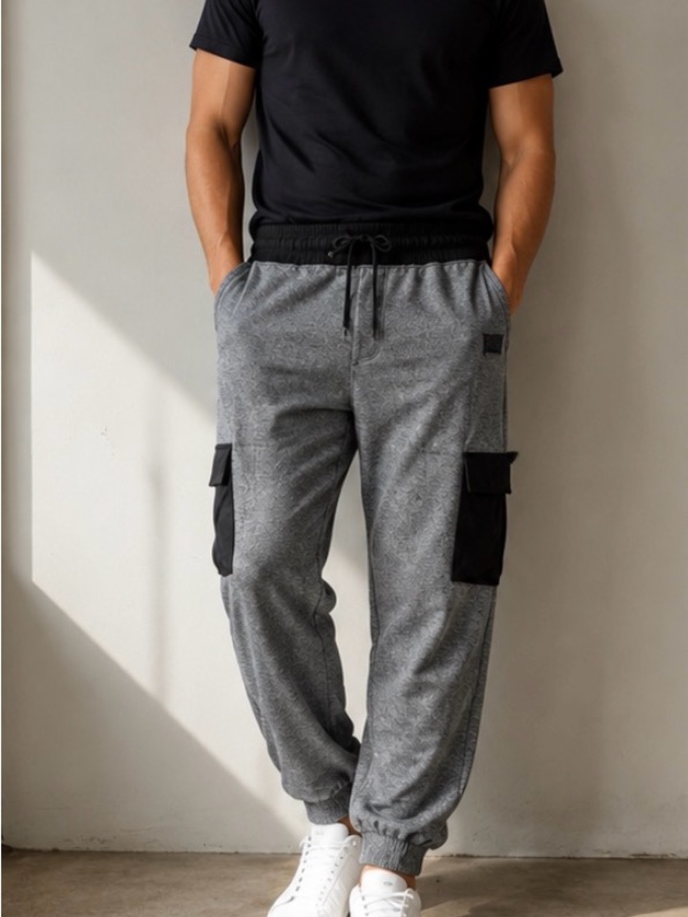 Abercrombie & Fitch Men’s XL Gray Cargo Jogger Sweatpants Fleece Lounge Pants